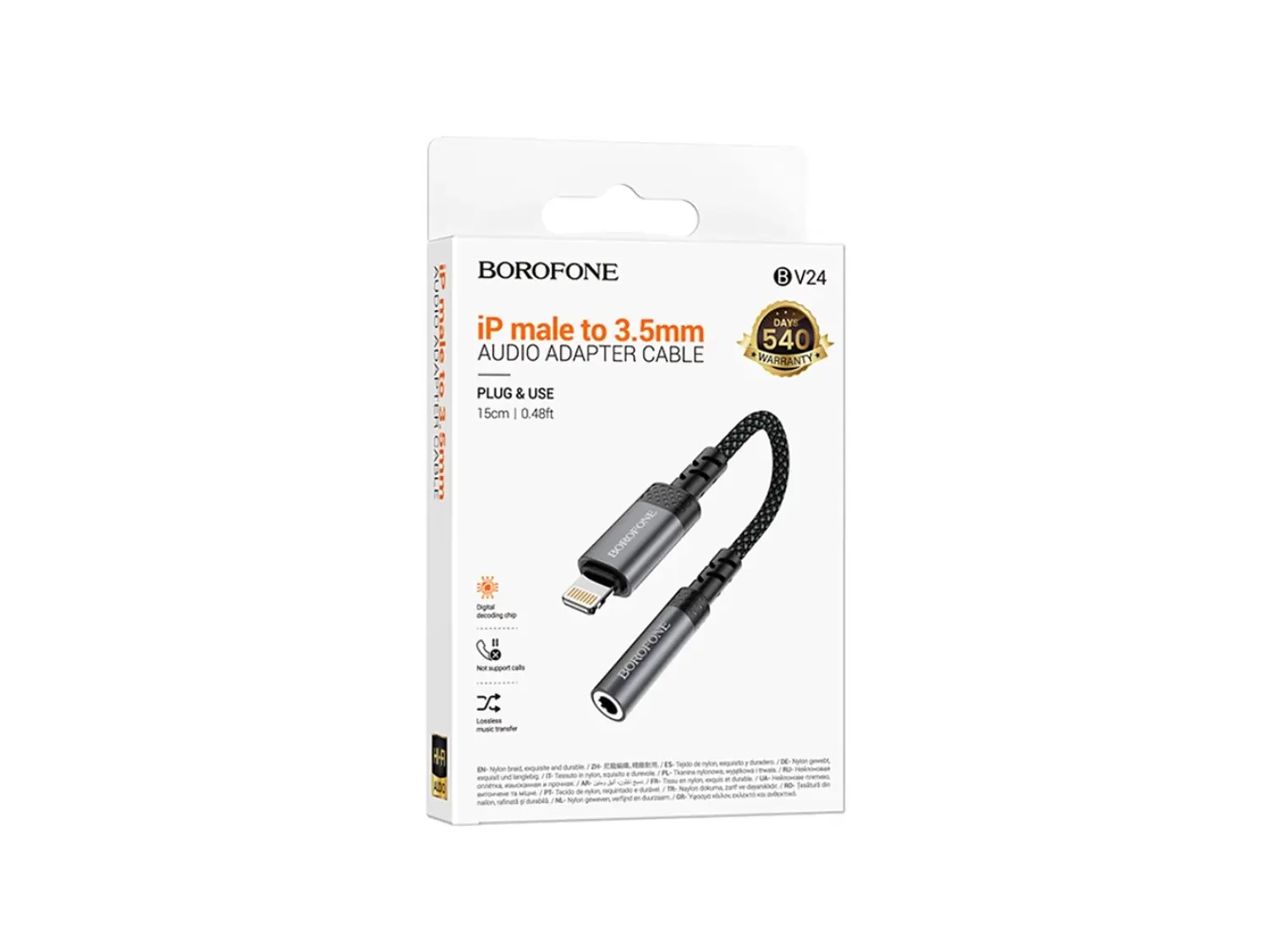 Adaptador de Audio Borofone BV24, Lightning a Jack 3.5 1