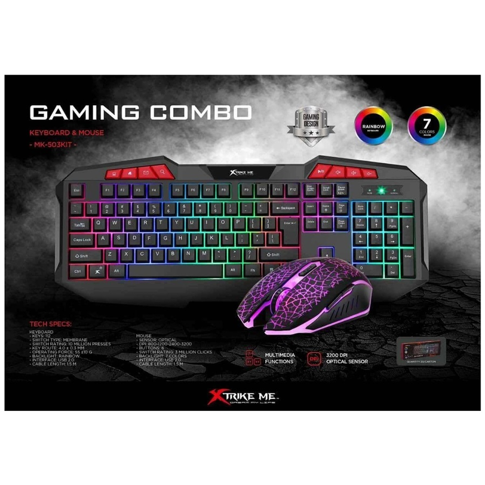 Kit Gamer Xtrike Me MK-503, Teclado + Mouse 3200 Dpi 3