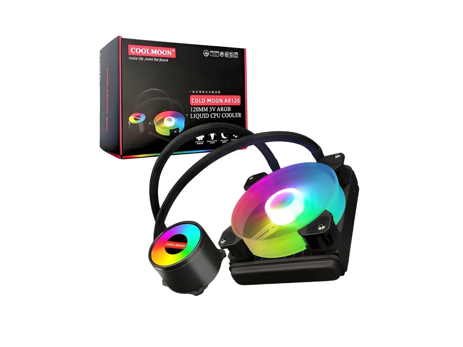 Refrigeración Liquida Coolmoon AR120 ARGB, LGA1700, AM5 3