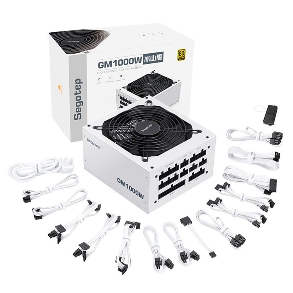 Fuente de Poder 1000W Segotep GM1000W, 80 PLUS Gold, ATX 3.1, Modular, Color Blanco 1
