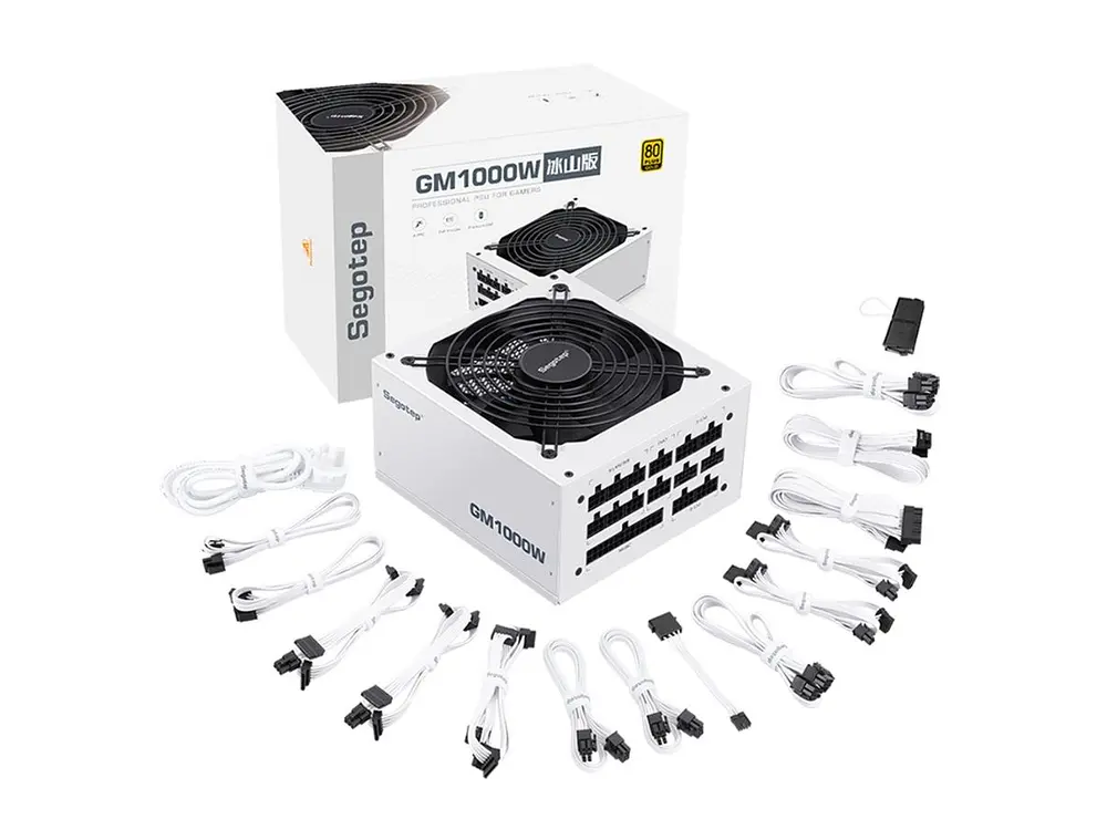 Fuente de Poder 1000W Segotep GM1000W, 80 PLUS Gold, ATX 3.1, Modular, Color Blanco 1