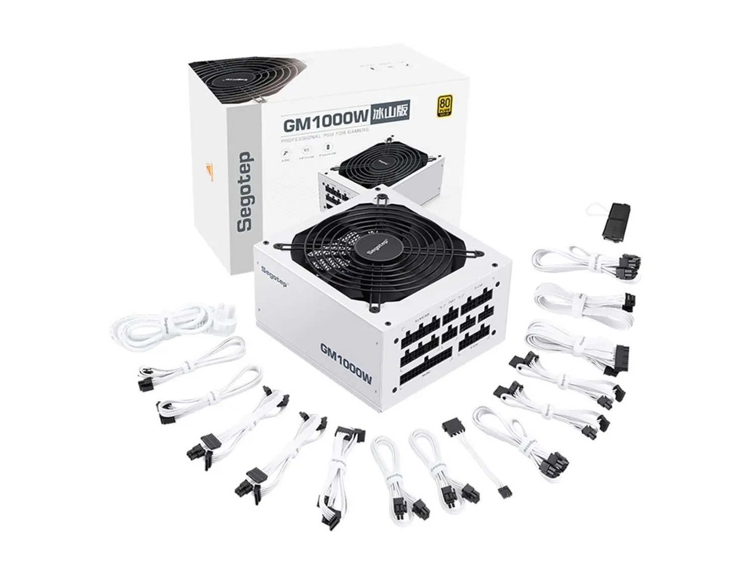Fuente de Poder 1000W Segotep GM1000W, 80 PLUS Gold, ATX 3.1, Modular, Color Blanco 1
