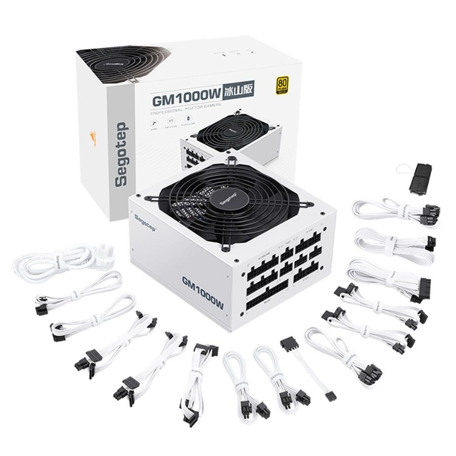 Fuente de Poder 1000W Segotep GM1000W, 80 PLUS Gold, ATX 3.1, Modular, Color Blanco 1