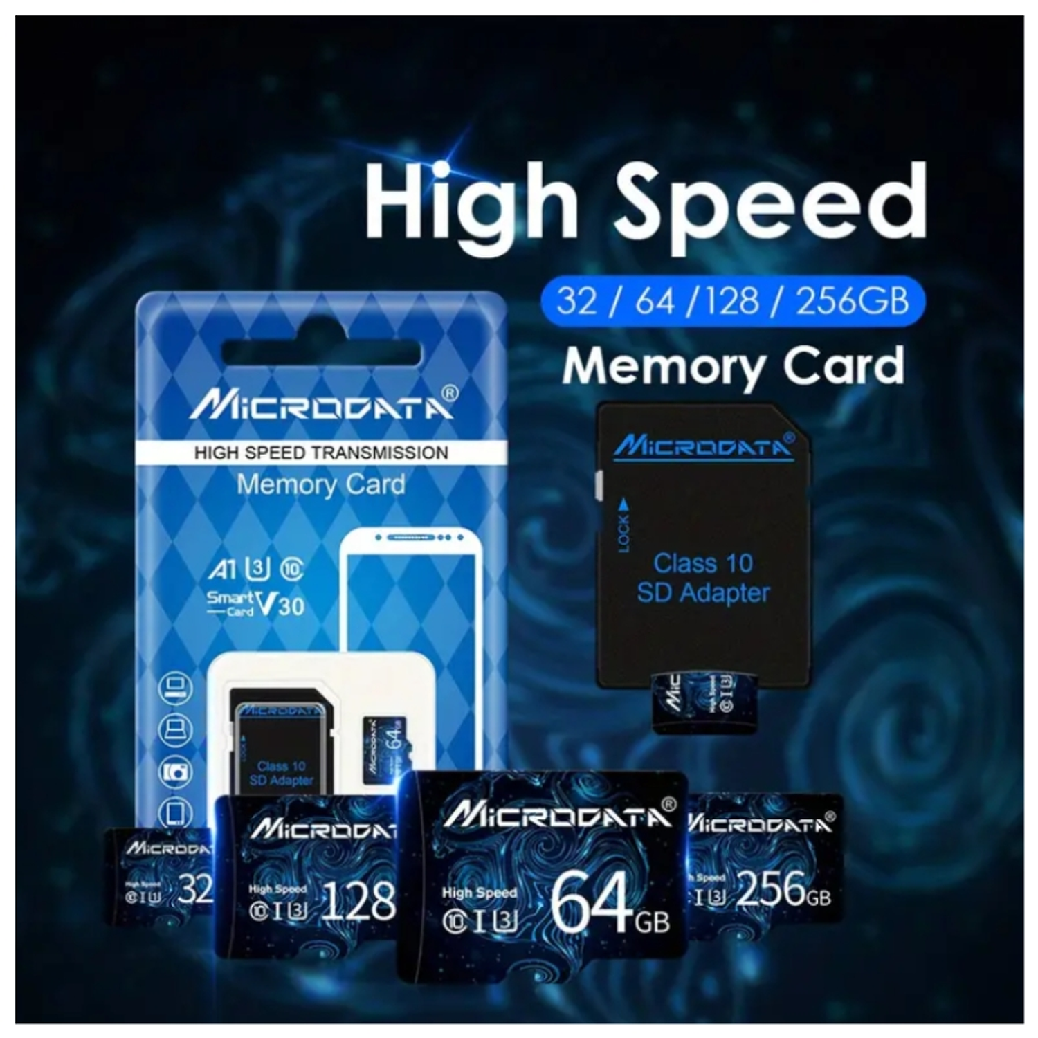 Memoria MicroData 64 GB MicroSD Clase10 + Adaptador SD 3