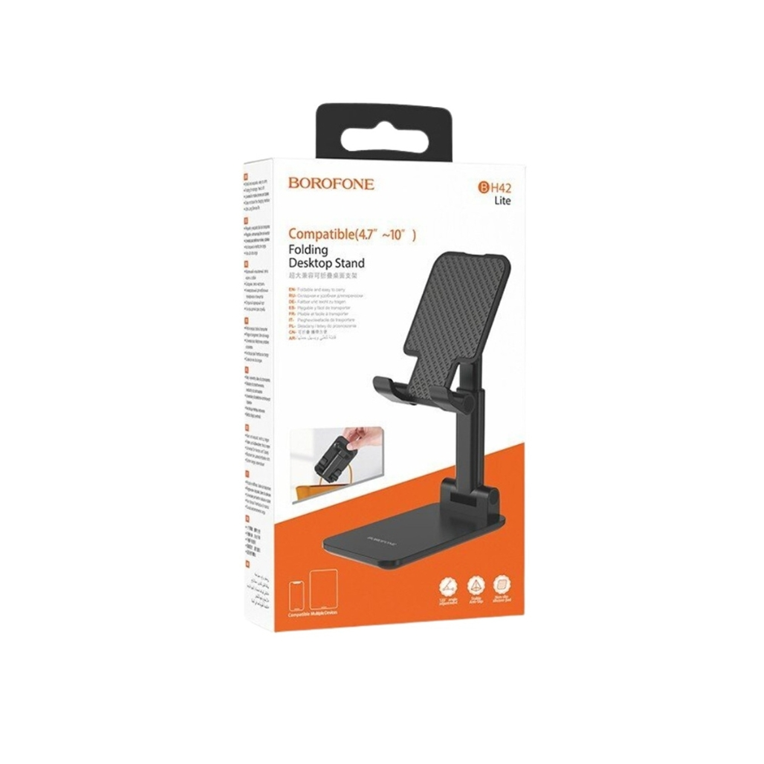 Soporte Teléfono para Escritorio Borofone BH42 Plegable, Color Negro 1