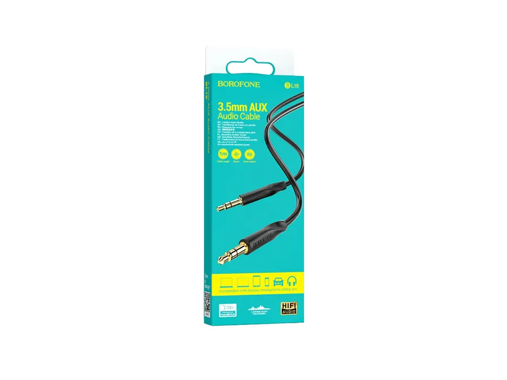 Cable de Audio Auxiliar Borofone BL16 1m, Color Negro 1