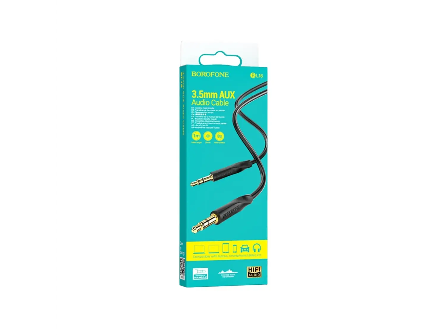 Cable de Audio Auxiliar Borofone BL16 1m, Color Negro 1