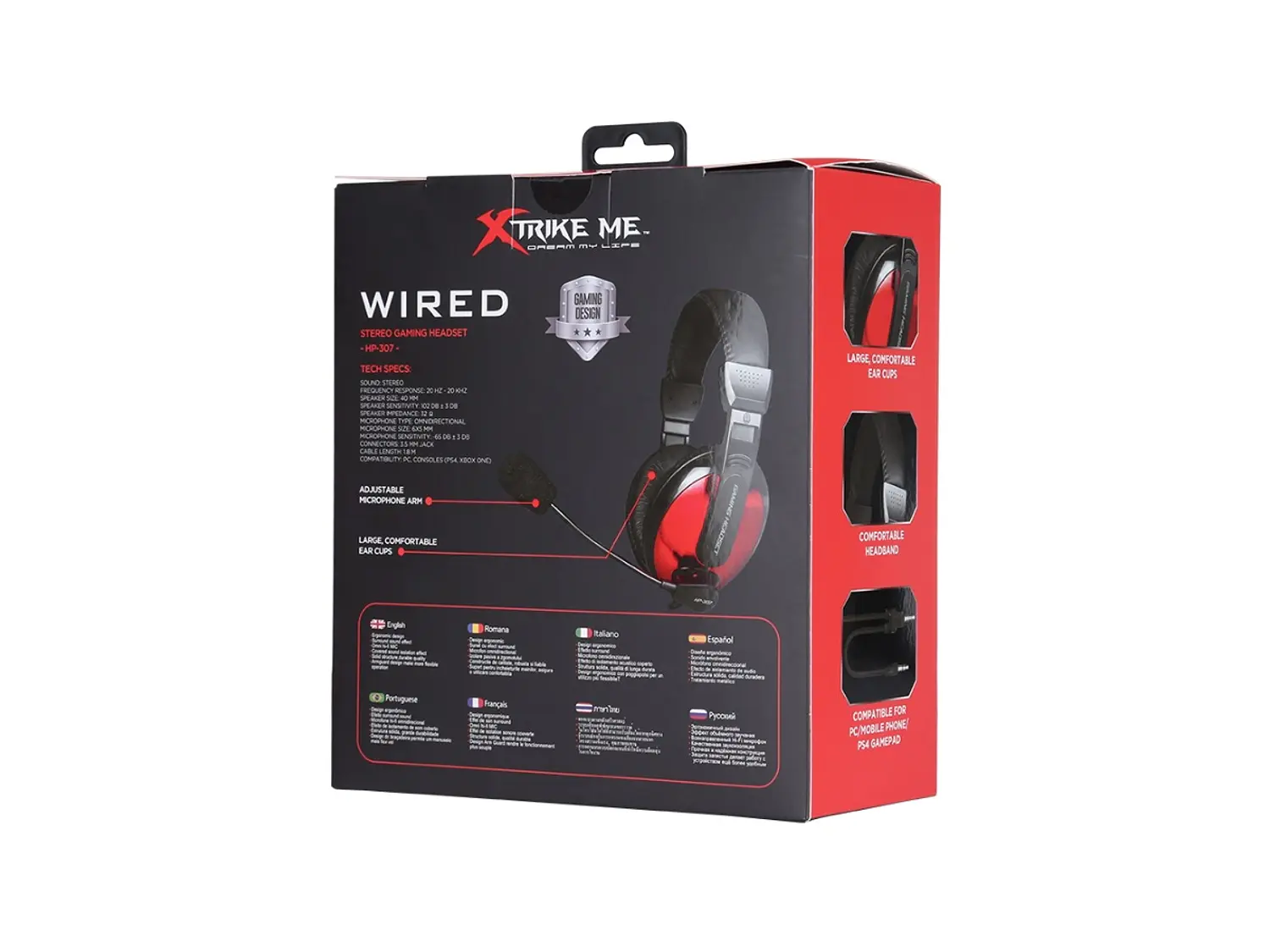 Audífono Gamer Xtrike Me HP-307, Jack 3.5, Color rojo, Micrófono con Filtro Anti Pop 5