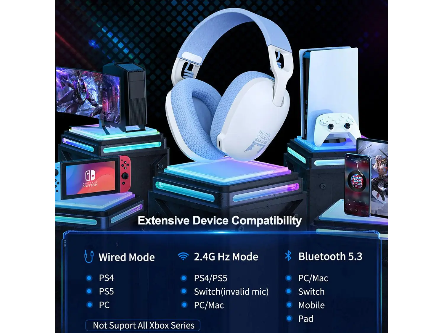 Audifono Gamer Onikuma B2 Inalambricos, Bluetooth, Color Blanco 4