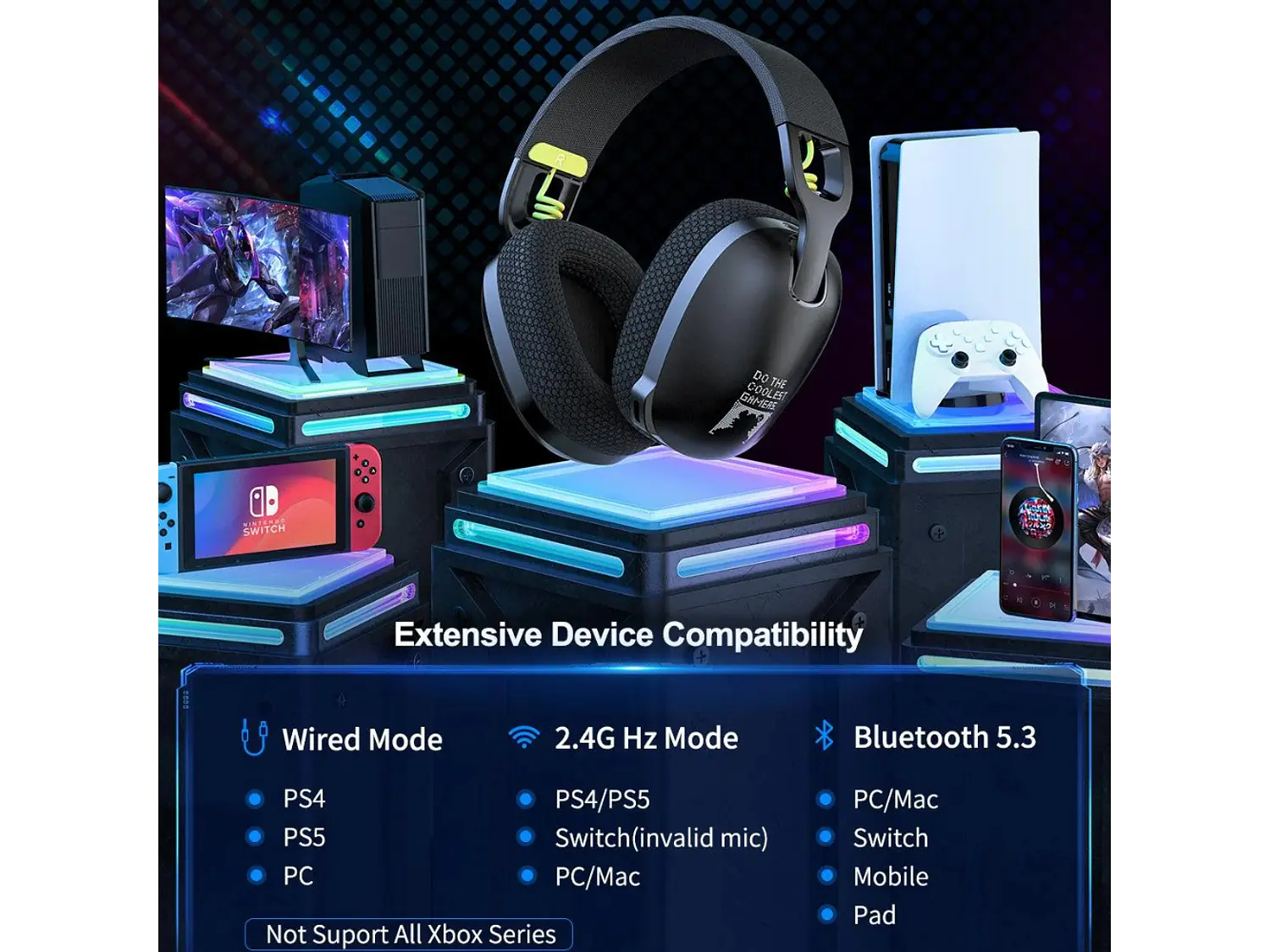Audifono Gamer Onikuma B2 Inalambricos, Bluetooth, Color Negro 4