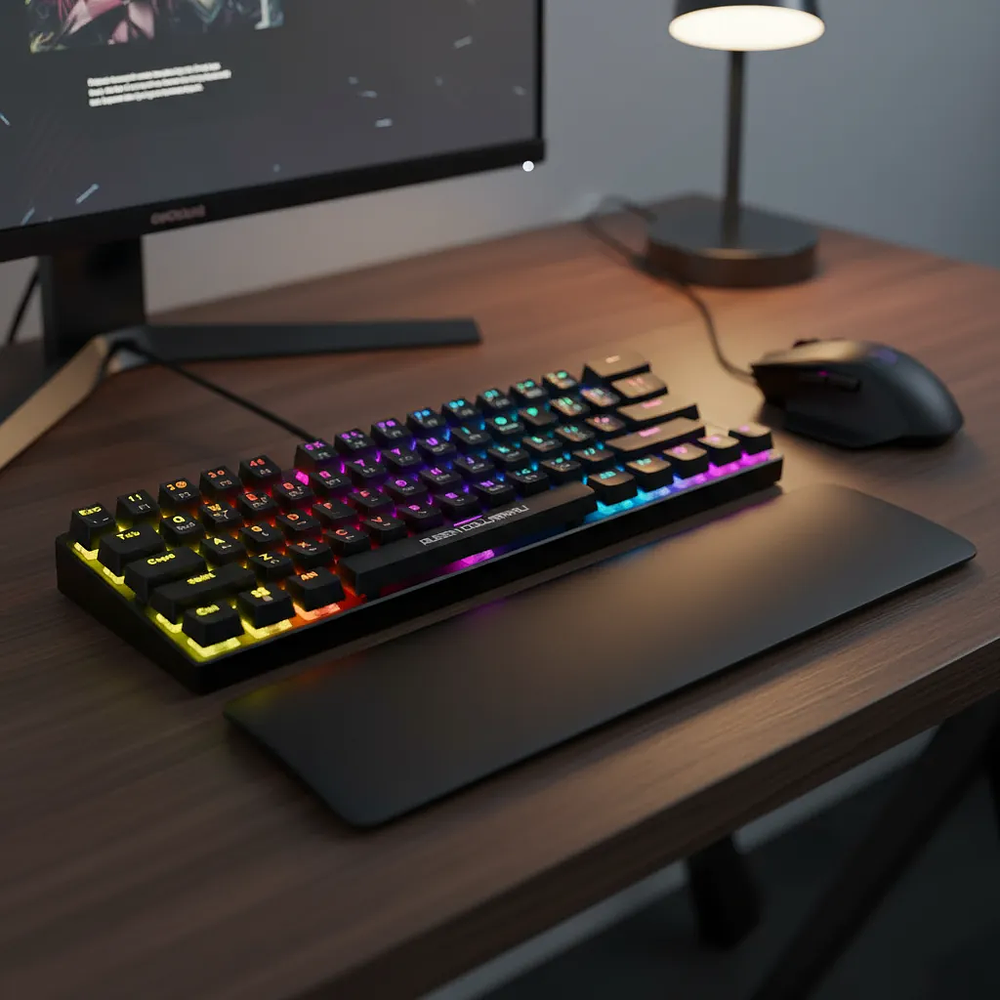 Teclado Mecánico Queen Collarwali 60%, inalámbrico, Color Negro, Switch Azul, Layout Español 3