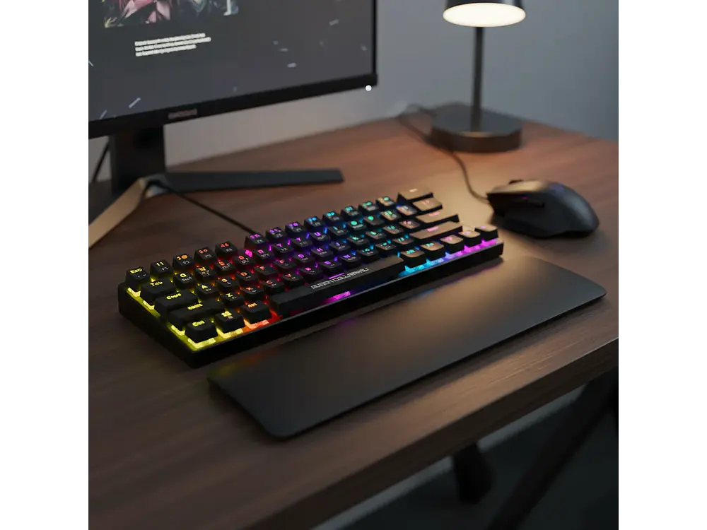 Teclado Mecánico Queen Collarwali 60%, inalámbrico, Color Negro, Switch Azul, Layout Español 3