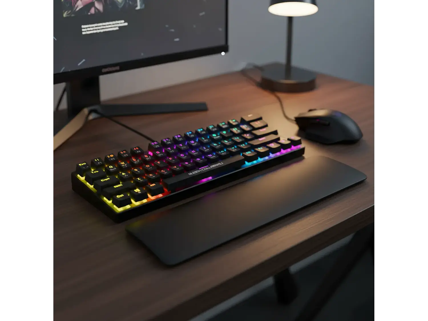 Teclado Mecánico Queen Collarwali 60%, inalámbrico, Color Negro, Switch Azul, Layout Español 3