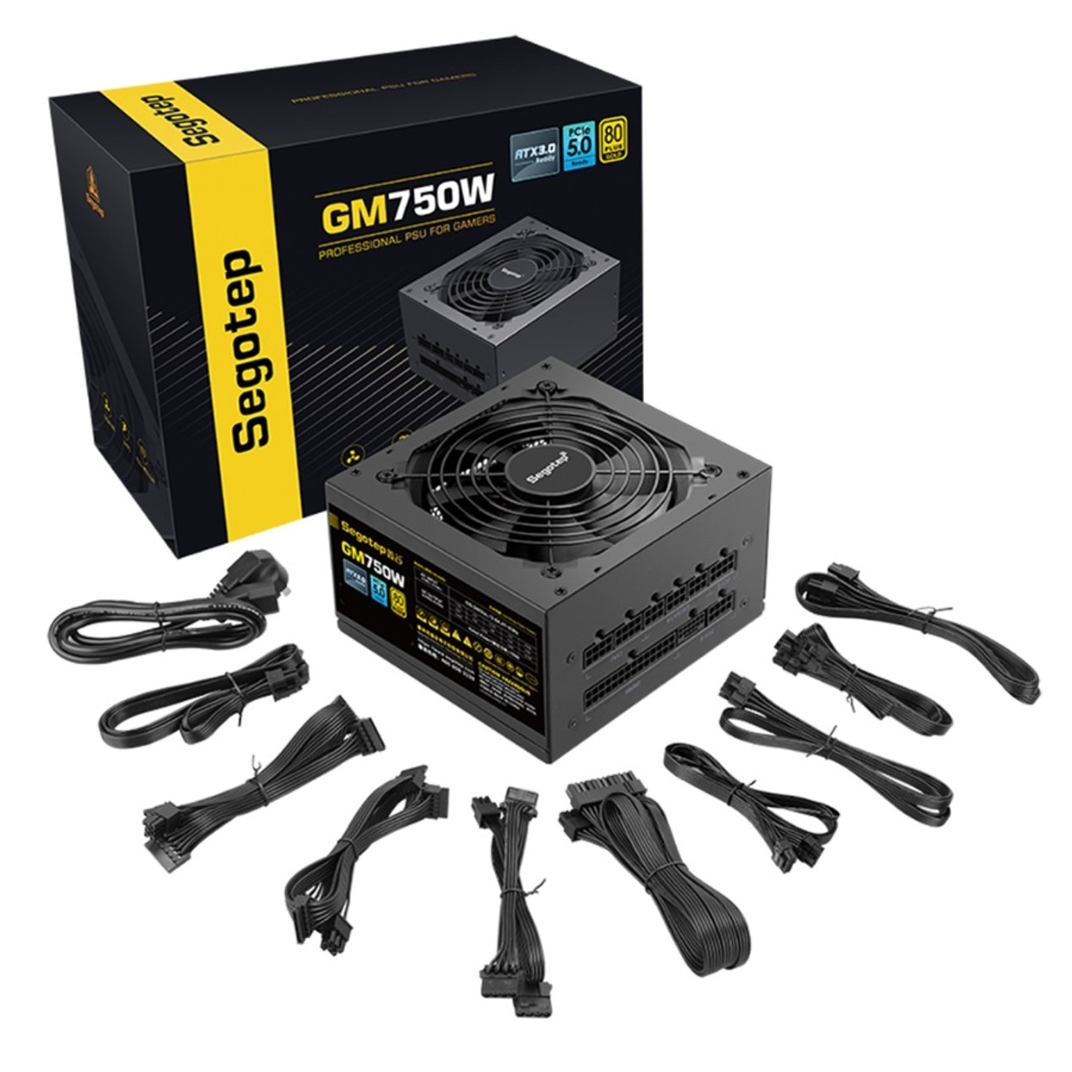 Fuente de Poder 750W Segotep , Atx 3.0, 80 Plus Gold, Modular, Color Negro 1