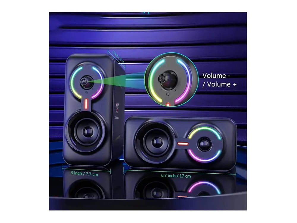Parlantes Gamer Onikuma Rbg L6, Aux, 10W 2