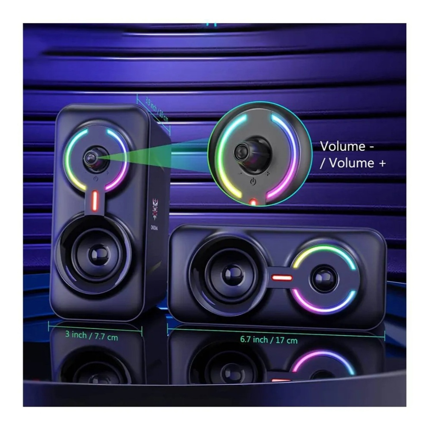 Parlantes Gamer Onikuma Rbg L6, Aux, 10W 2