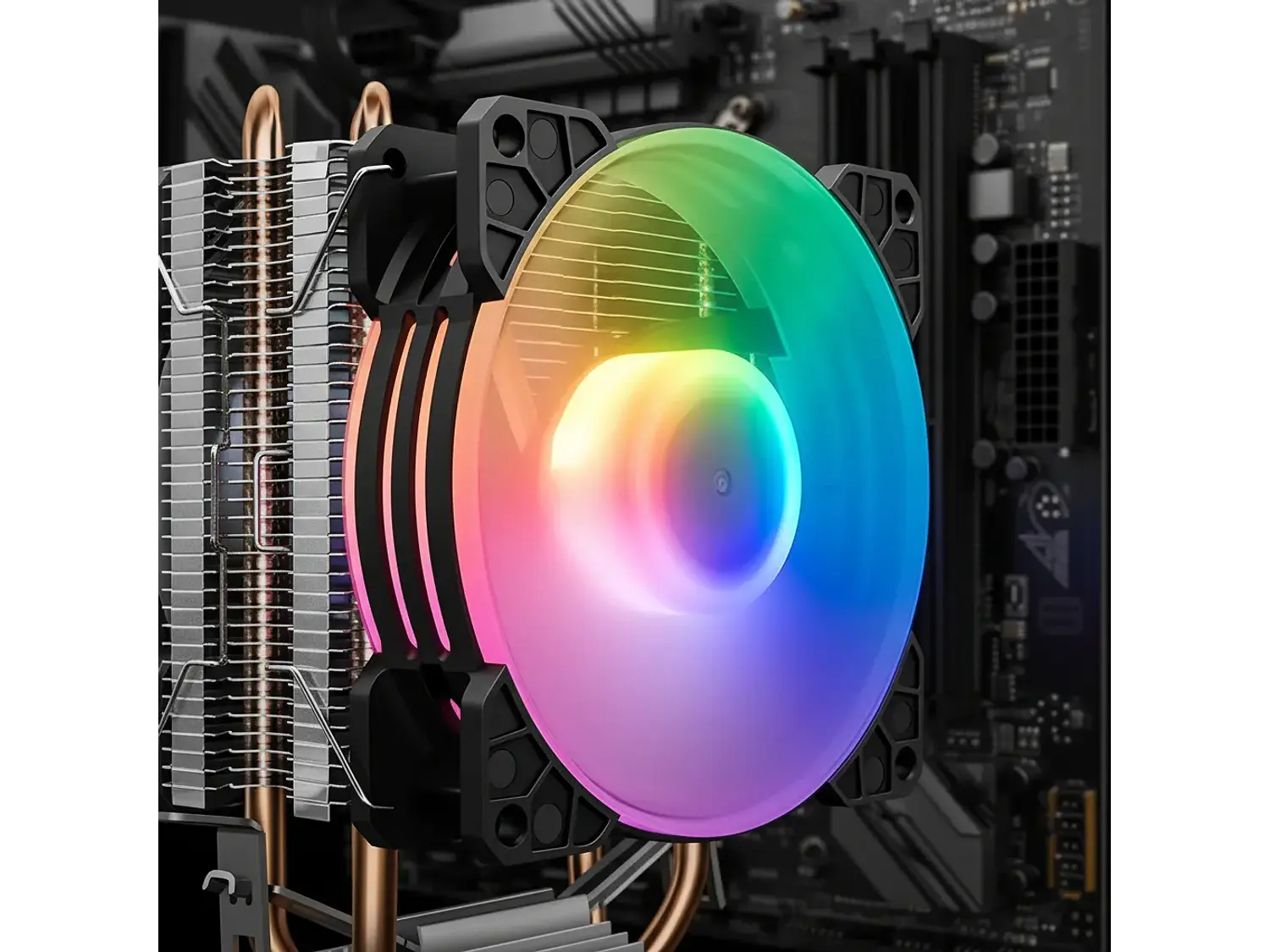 Disipador CPU Coolmoon P22 RGB Doble Fan, LGA 1200, AM4 3