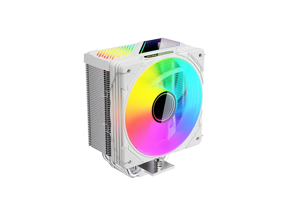 Cooler Para Cpu Coolmoon Gt600, Color Blanco, Pantalla Digital, Argb, LGA1851, AM5 1