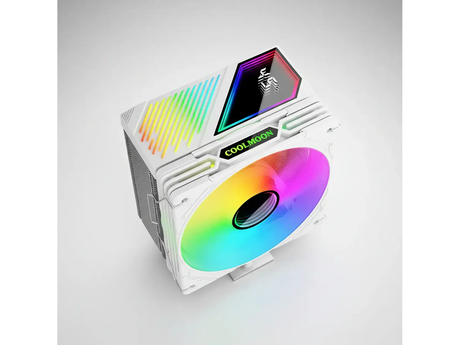 Cooler Para Cpu Coolmoon Gt600, Color Blanco, Pantalla Digital, Argb, LGA1851, AM5 4