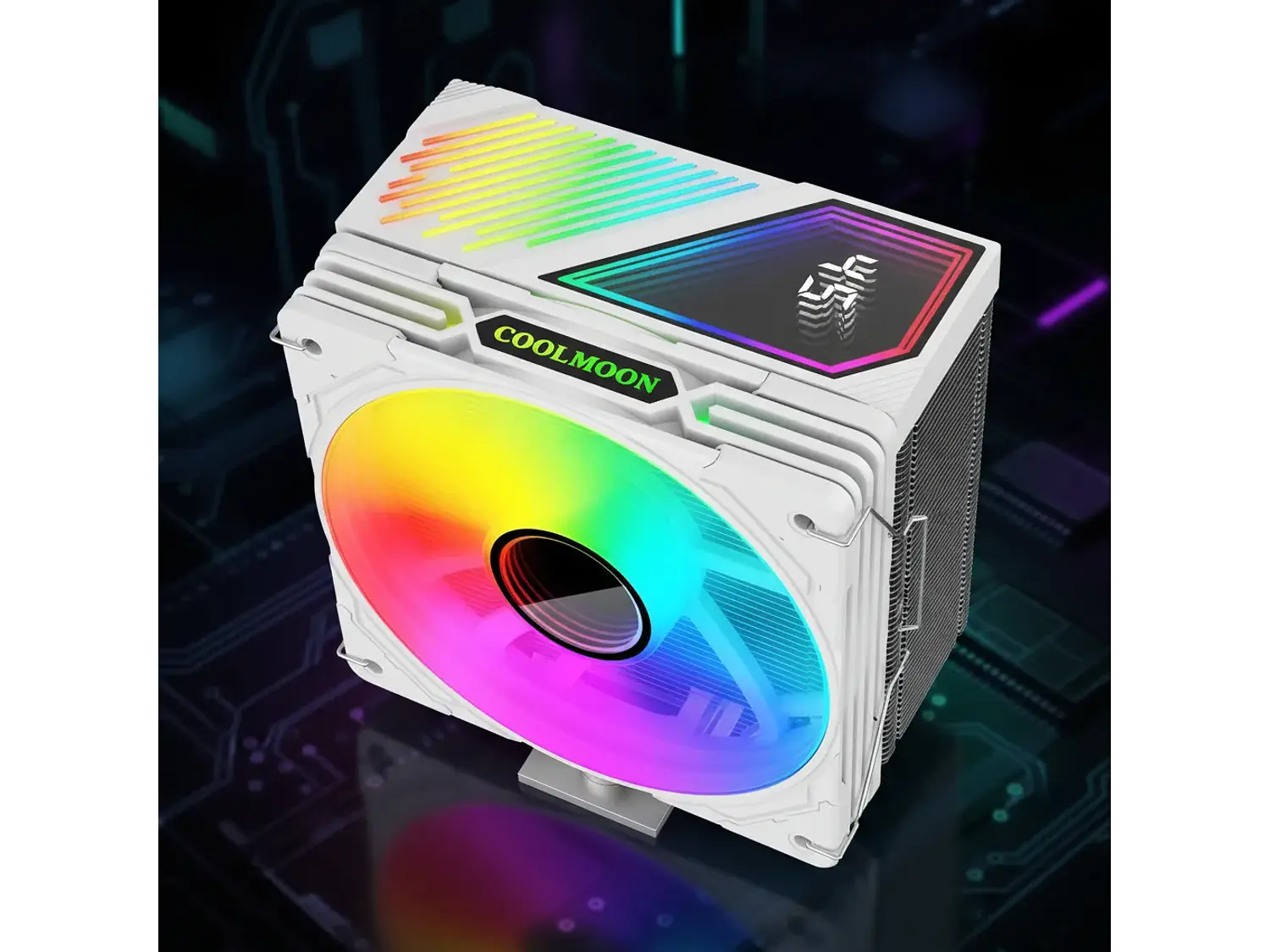 Cooler Para Cpu Coolmoon Gt600, Color Blanco, Pantalla Digital, Argb, LGA1851, AM5 2
