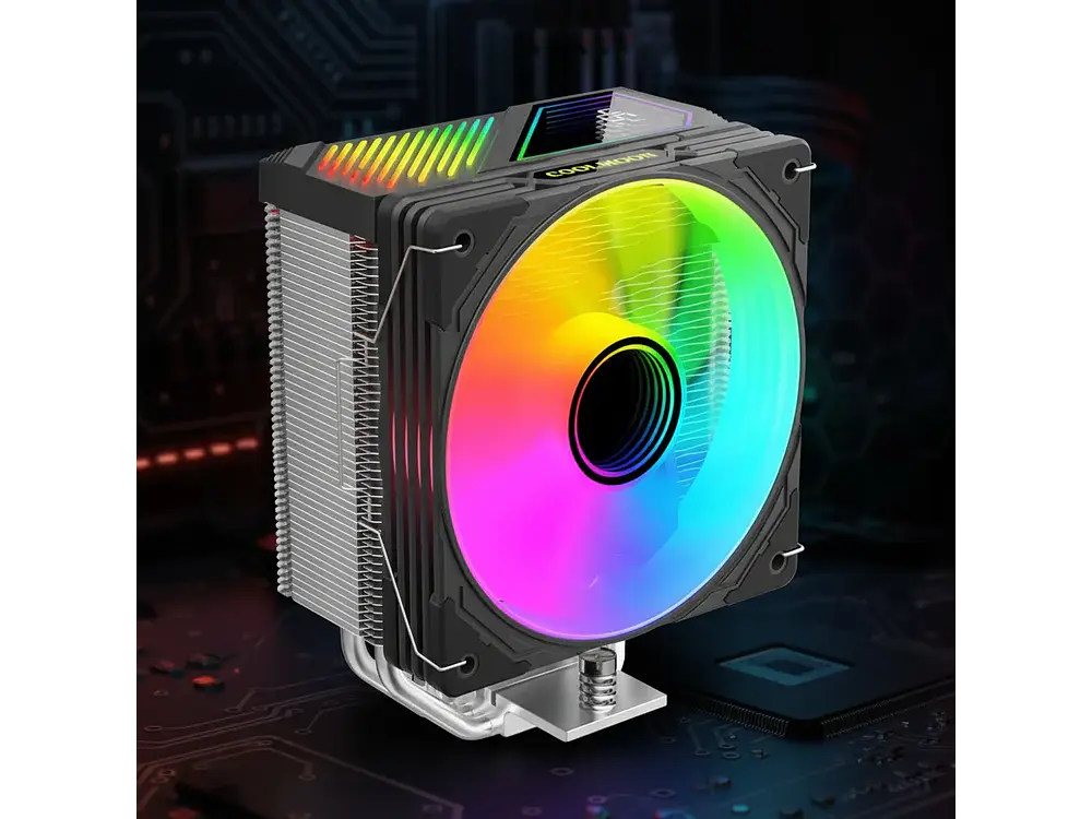 Cooler Para Cpu Coolmoon Gt400, Color Negro, Pantalla Digital, Argb, LGA1851, AM5 3