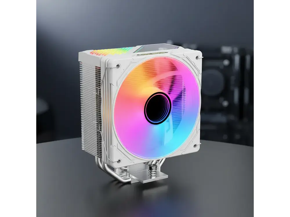 Cooler Para Cpu Coolmoon Gt400, Color Blanco , Pantalla Digital, Argb, LGA1851, AM5 3