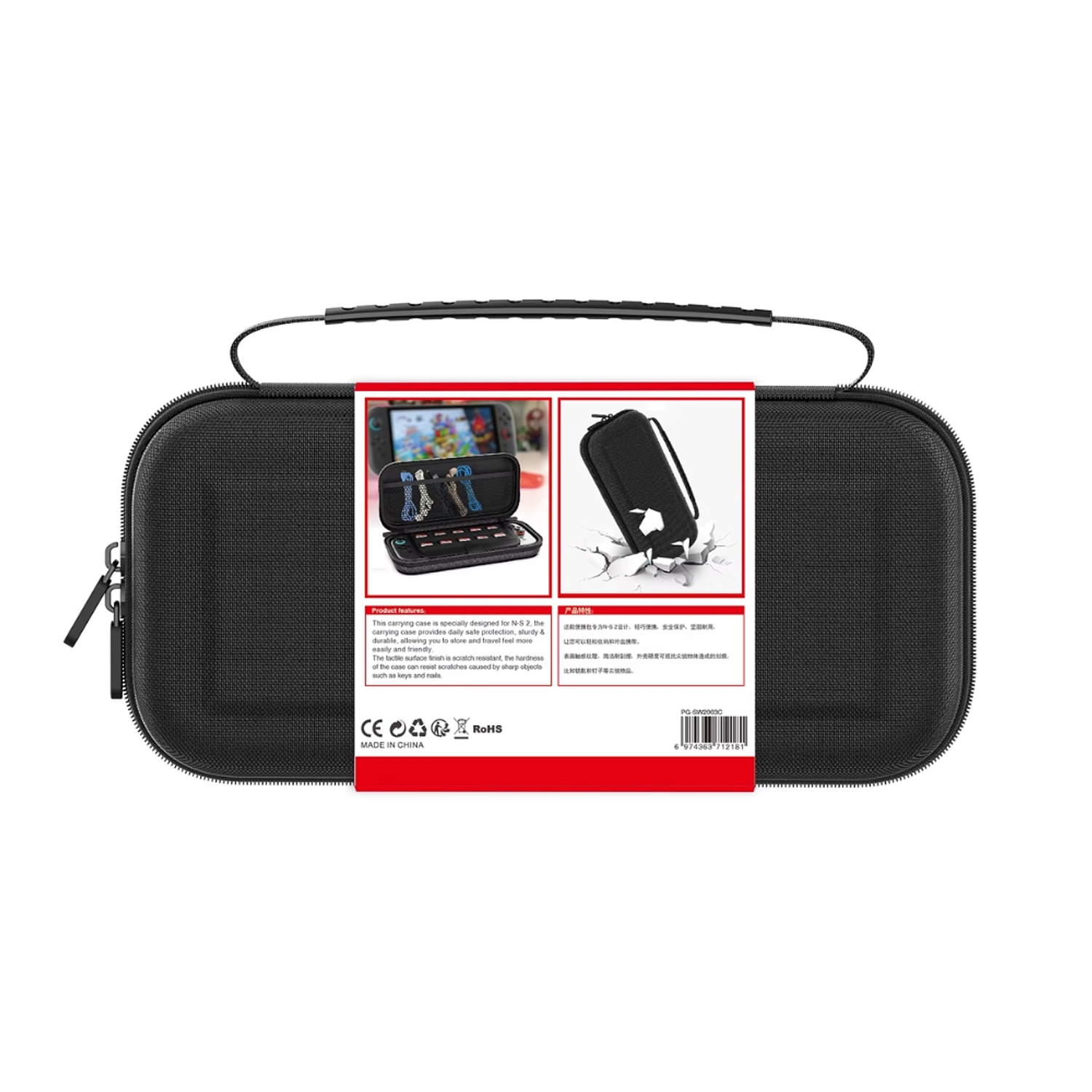 Bolso Rígido para Nintendo Switch 2 Ipega, Color Negro 4