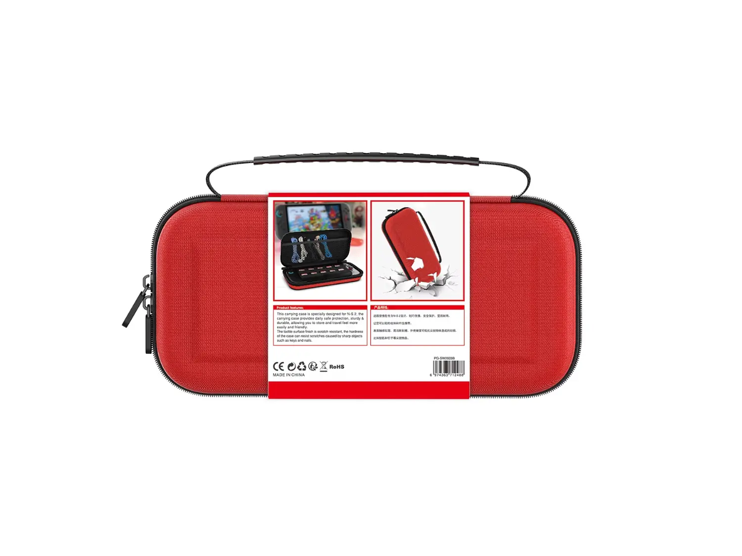 Bolso Rígido para Nintendo Switch 2 Ipega, Color Rojo 4