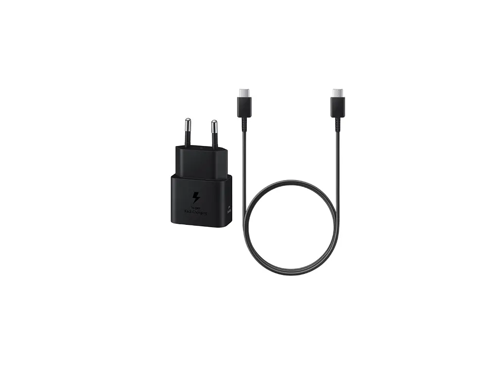 Cargador Samsung 25w con Cable + Cable USB-C a USB-C, Color Negro 1