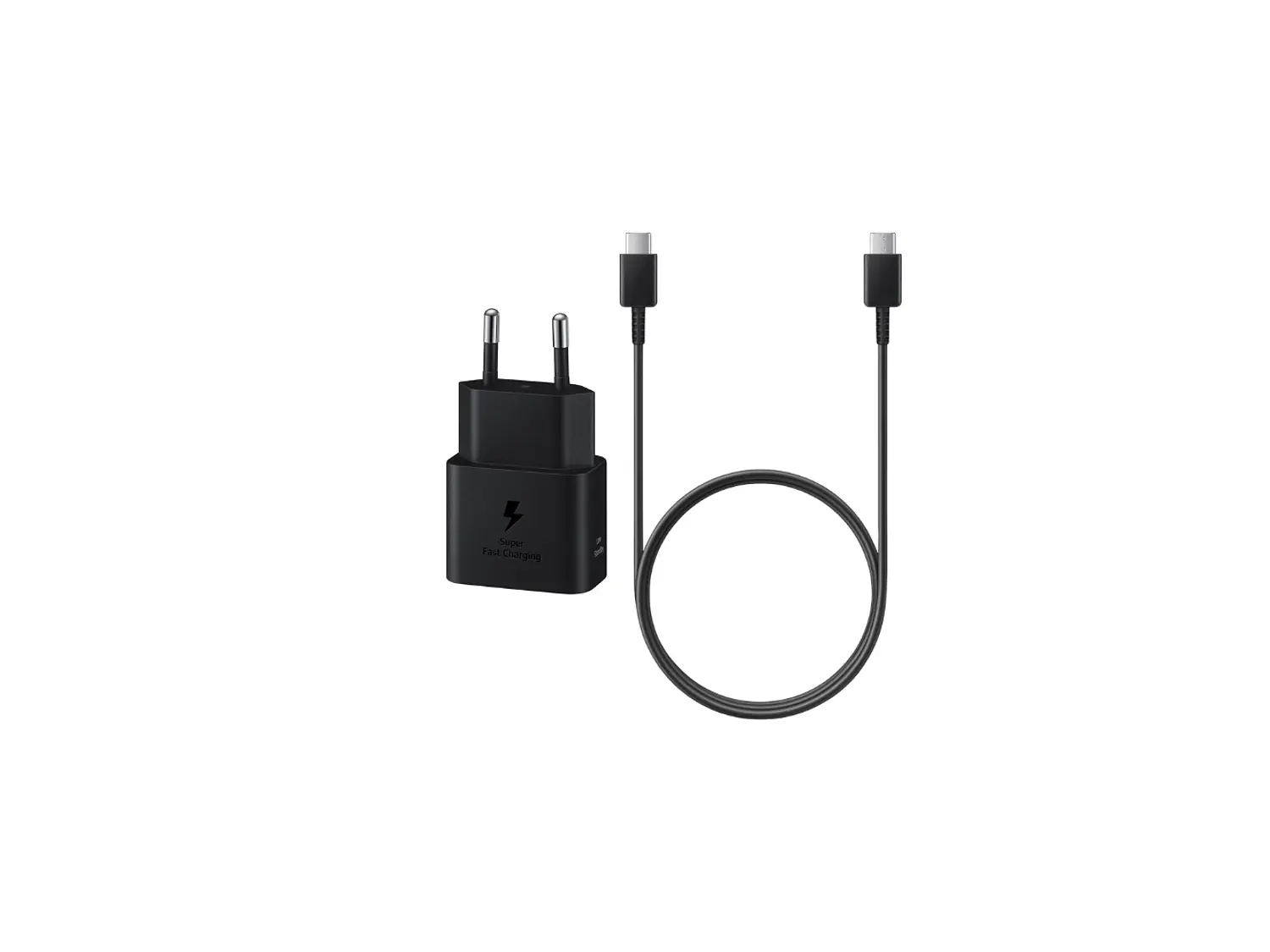 Cargador Samsung 25w con Cable + Cable USB-C a USB-C, Color Negro 1
