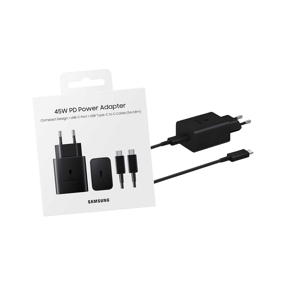Cargador Samsung 45w con Cable + Cable USB-C a USB-C, Color Negro 3