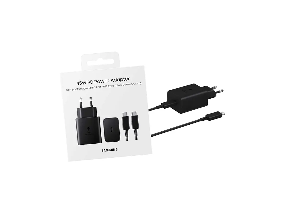 Cargador Samsung 45w con Cable + Cable USB-C a USB-C, Color Negro 3