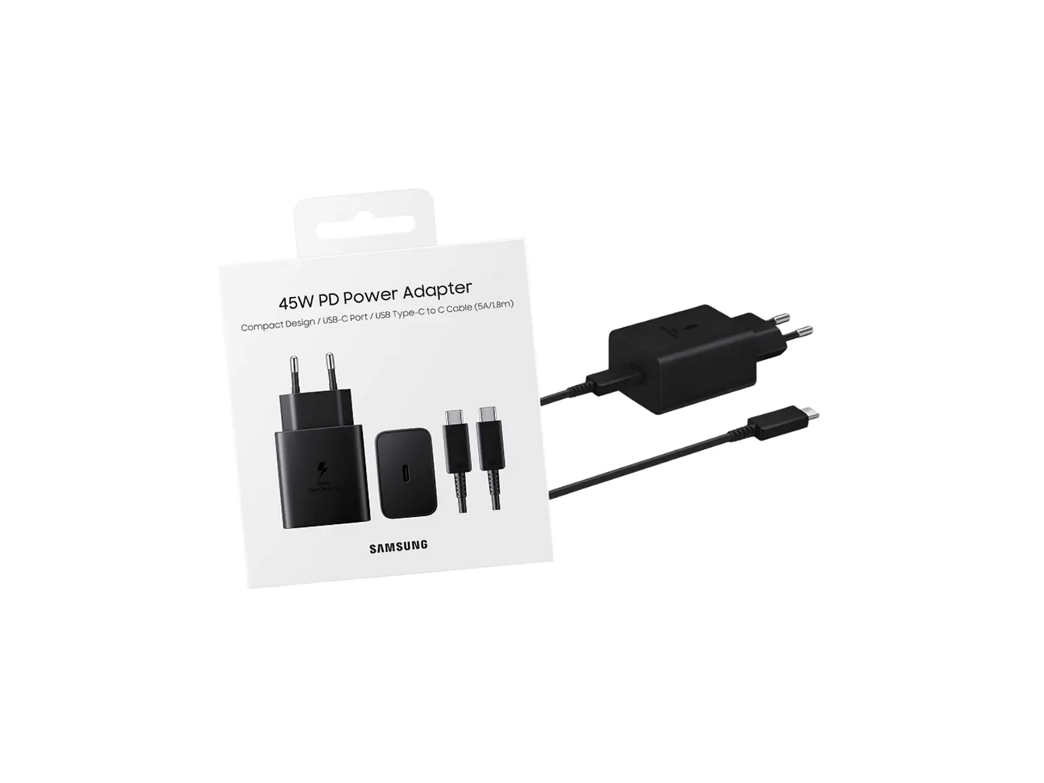 Cargador Samsung 45w con Cable + Cable USB-C a USB-C, Color Negro 3