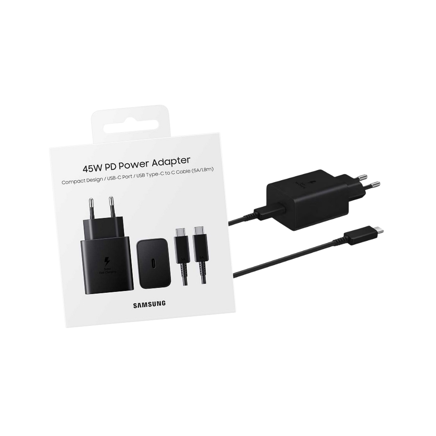 Cargador Samsung 45w con Cable + Cable USB-C a USB-C, Color Negro 3