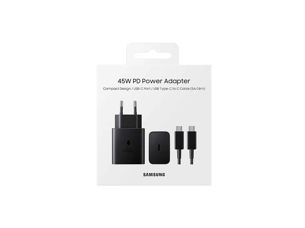 Cargador Samsung 45w con Cable + Cable USB-C a USB-C, Color Negro 1