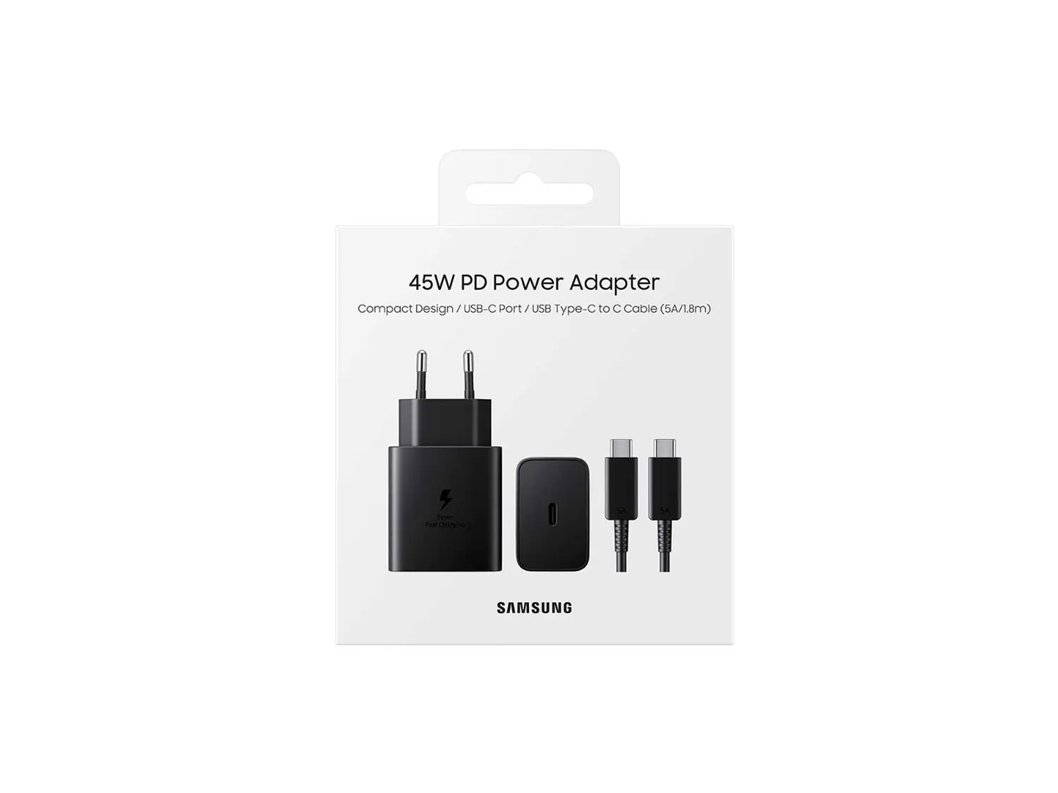 Cargador Samsung 45w con Cable + Cable USB-C a USB-C, Color Negro 1
