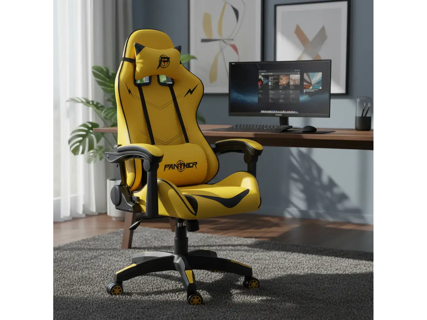 Silla Gamer Panther Reclinable, Diseño Pikachu 1