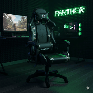 Silla Gamer Panther, Reclinable, Diseño Camuflaje Dorado