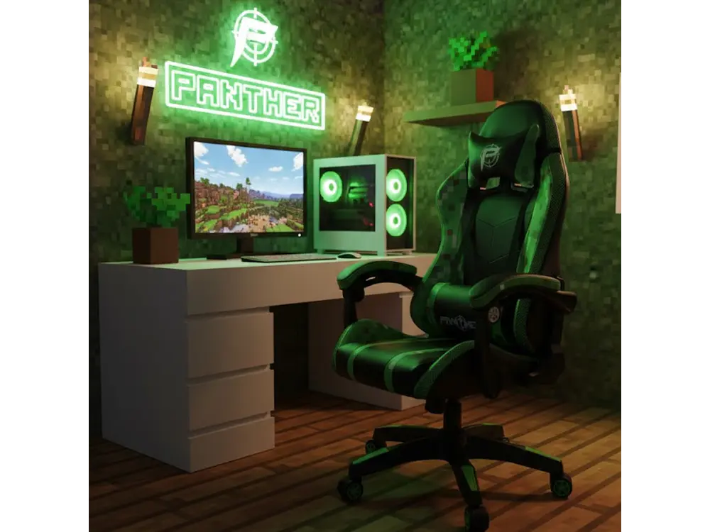 Silla Gamer Panther, Reclinable, Diseño Minecraft 2