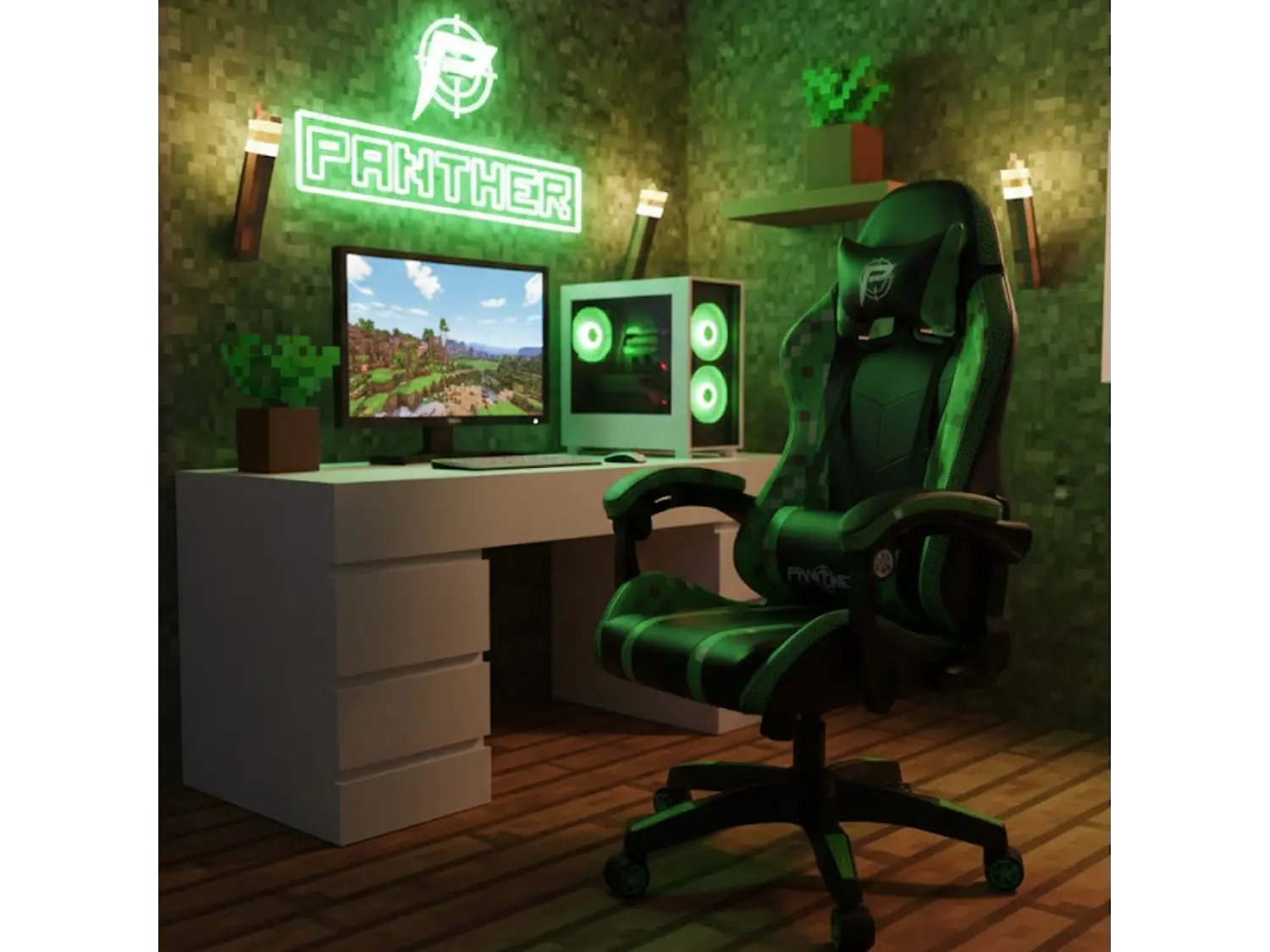 Silla Gamer Panther, Reclinable, Diseño Minecraft 2