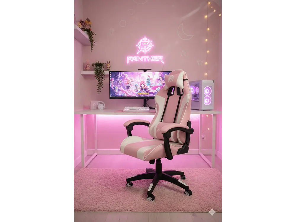 Silla Gamer Panther, Reclinable, Color Rosa Candy 1