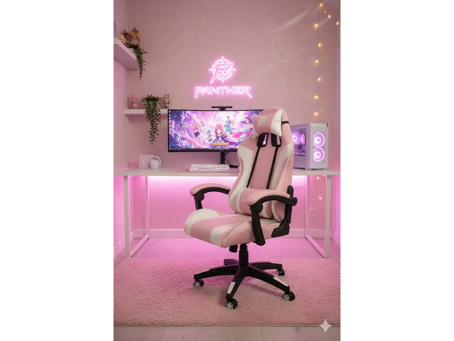 Silla Gamer Panther, Reclinable, Color Rosa Candy 1