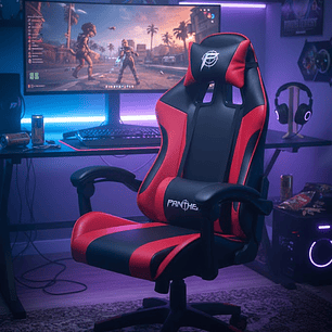 Silla Gamer Panther, Reclinable, Color Negro Rojo