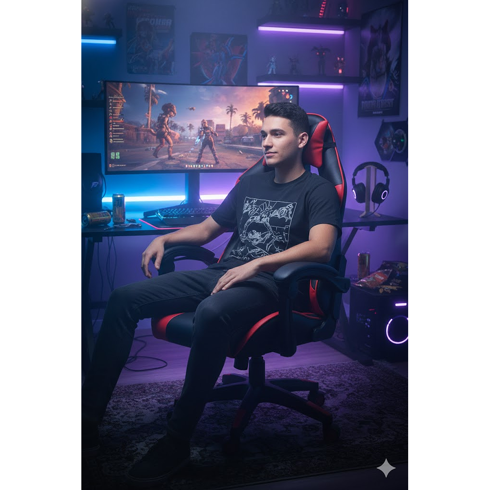 Silla Gamer Panther, Reclinable, Color Negro Rojo 3