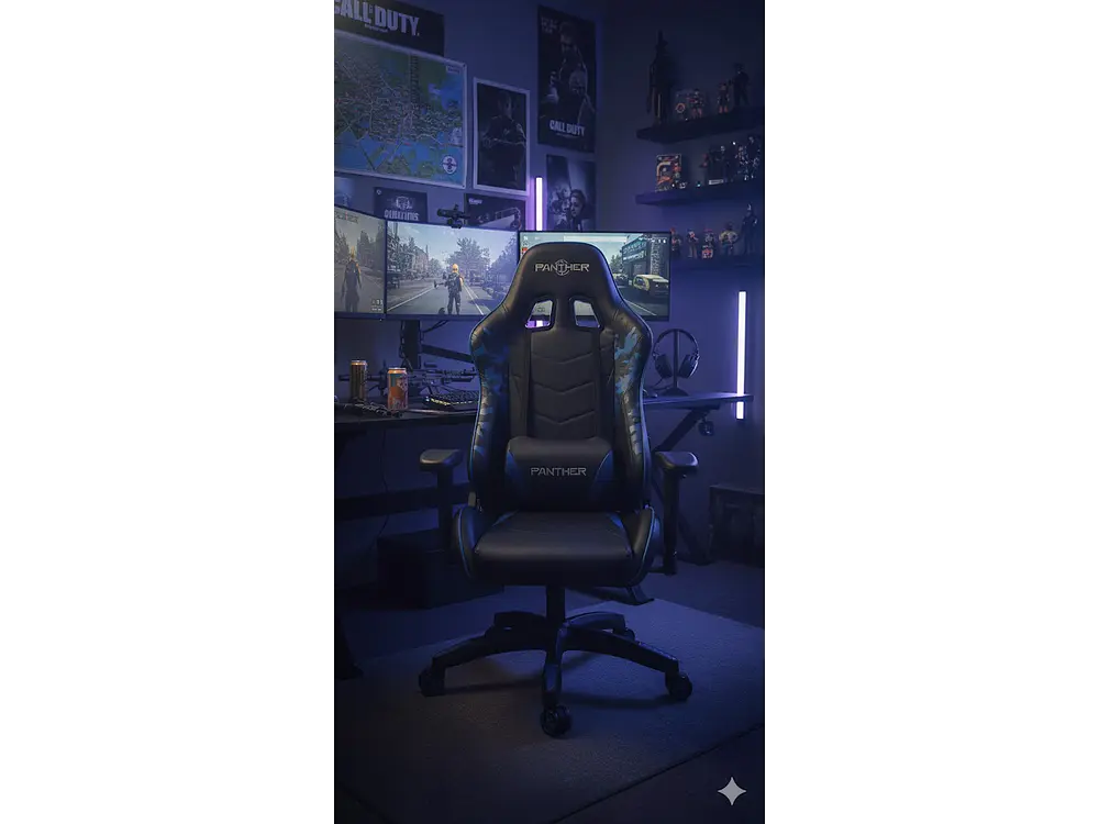 Silla Gamer Panther, Reclinable, Diseño Camuflaje Azul 2