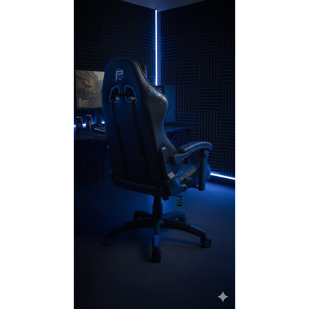 Silla Gamer Panther, Reclinable, Diseño Camuflaje Azul 3
