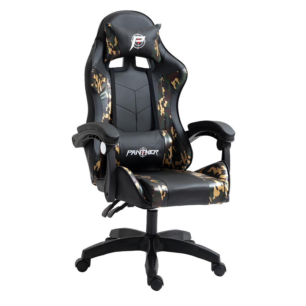 Silla Gamer Panther, Reclinable, Diseño Camuflaje Dorado 2