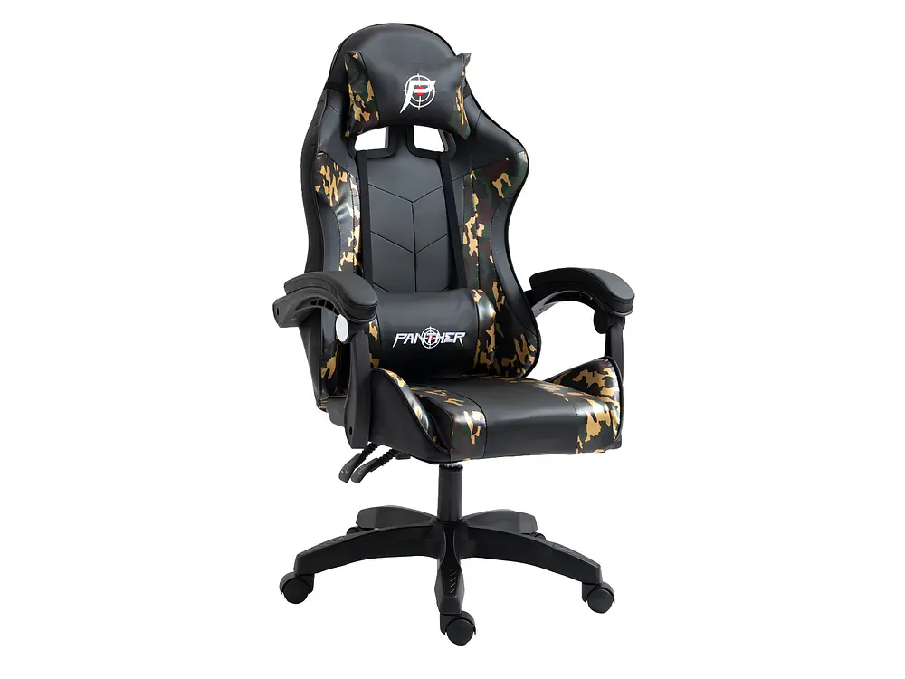 Silla Gamer Panther, Reclinable, Diseño Camuflaje Dorado 3