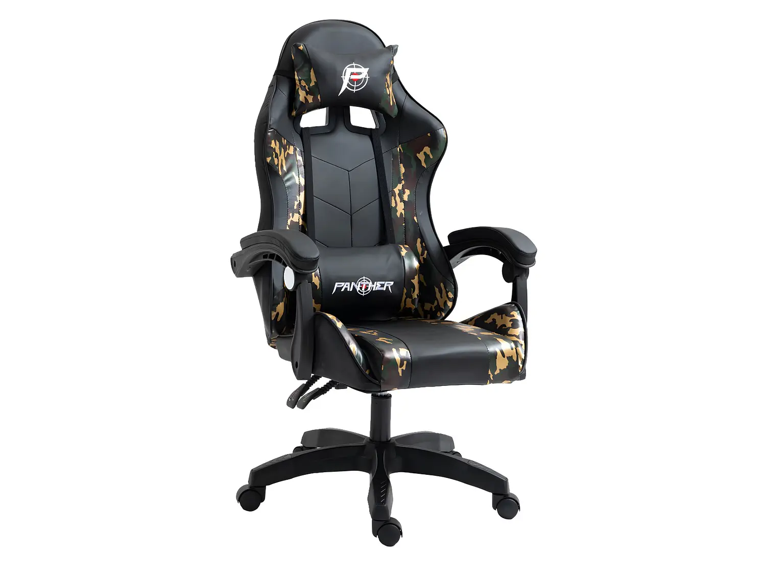Silla Gamer Panther, Reclinable, Diseño Camuflaje Dorado 3