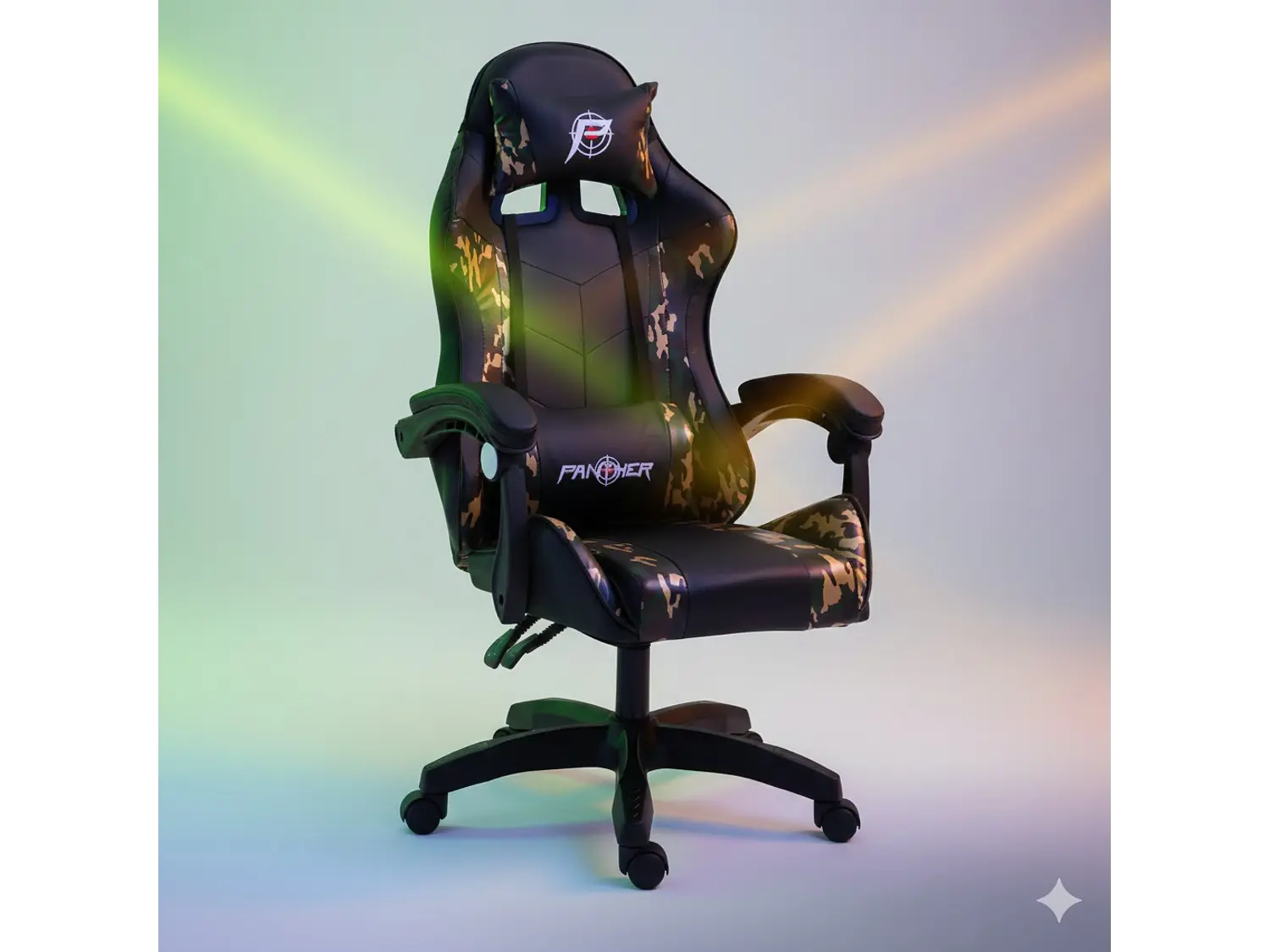 Silla Gamer Panther, Reclinable, Diseño Camuflaje Dorado 4